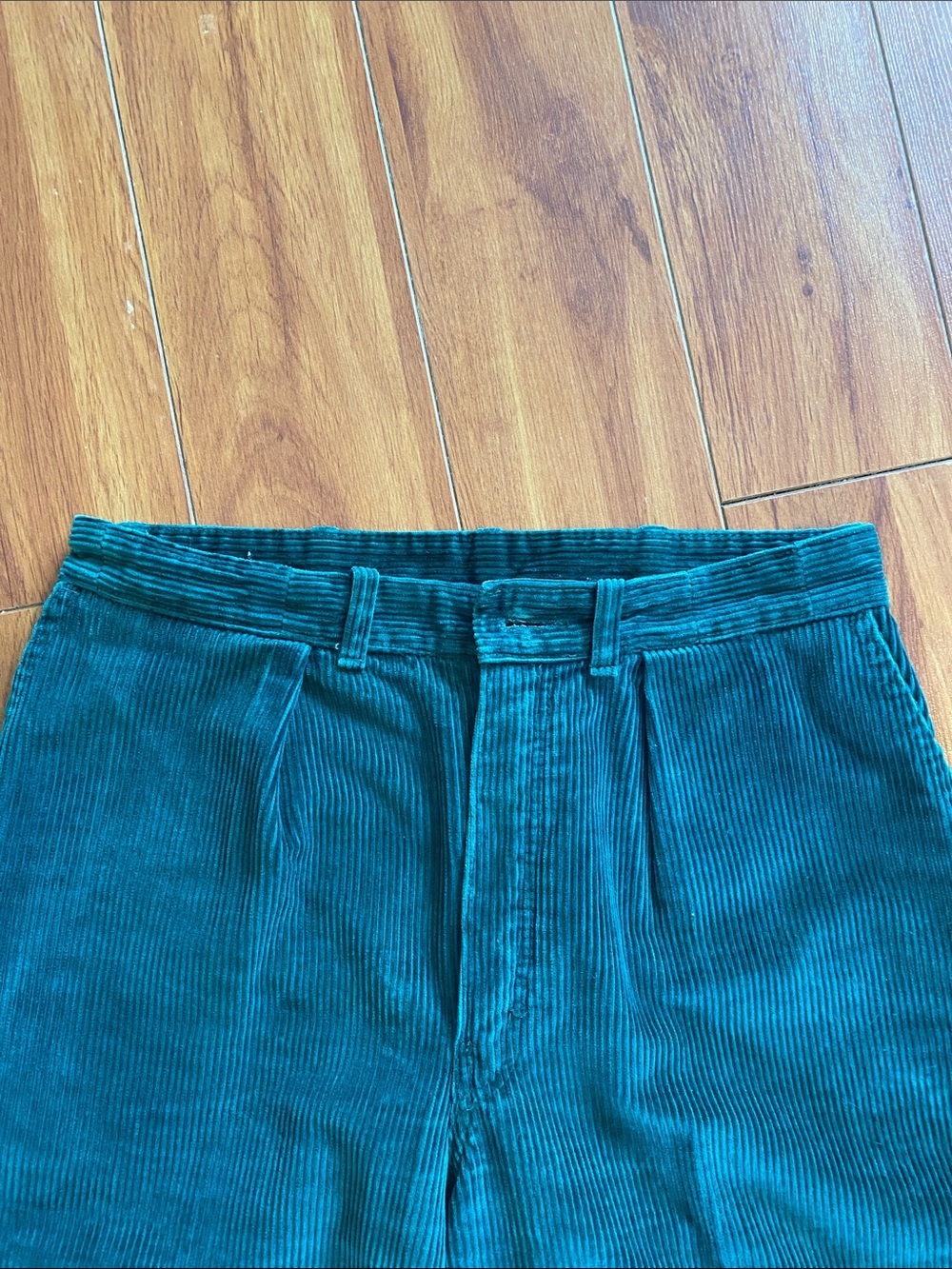 Vintage Forest Green Corduroy pleated Trousers - Picture 3 of 9
